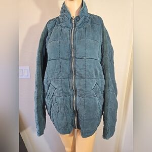 Free People Dolman Quilted Jacket In Evergreen Size M Oversized